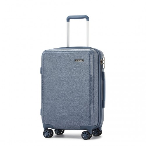 Kono 20 Inch Cabin Size Minimalist Hard Shell ABS+PC Carry-On Suitcase with TSA Lock & 360° Spinner Wheels - Denim Blue