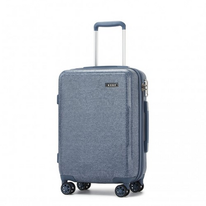 Kono 20 Inch Cabin Size Minimalist Hard Shell ABS+PC Carry-On Suitcase with TSA Lock & 360° Spinner Wheels - Denim Blue