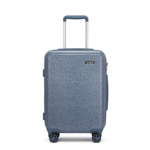 Kono 20 Inch Cabin Size Minimalist Hard Shell ABS+PC Carry-On Suitcase with TSA Lock & 360° Spinner Wheels - Denim Blue