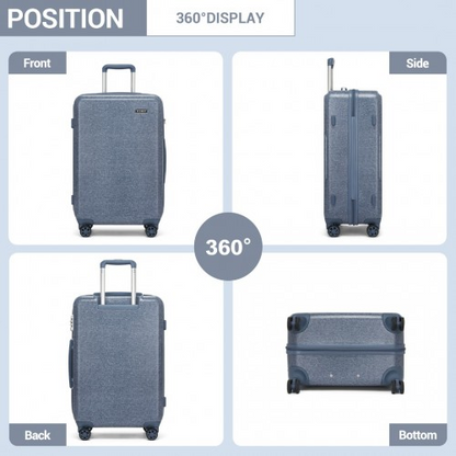 Kono 20 Inch Cabin Size Minimalist Hard Shell ABS+PC Carry-On Suitcase with TSA Lock & 360° Spinner Wheels - Denim Blue
