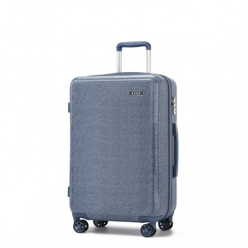 Kono 24 Inch Minimalist Denim Blue Hard Shell Check-In Suitcase with TSA Lock & 360° Spinner Wheels