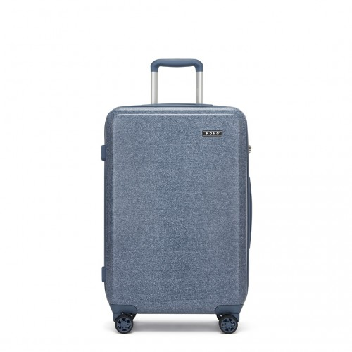 Kono 24 Inch Minimalist Denim Blue Hard Shell Check-In Suitcase with TSA Lock & 360° Spinner Wheels