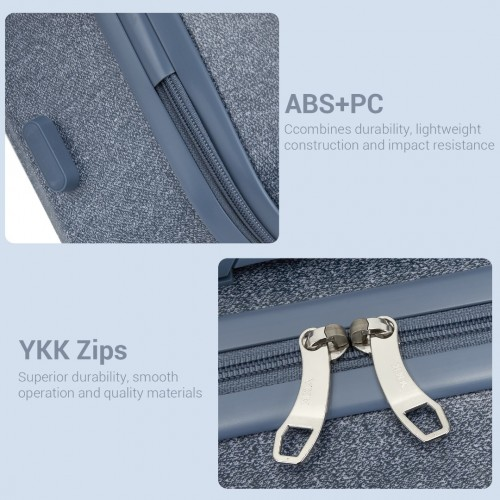 Kono 24 Inch Minimalist Denim Blue Hard Shell Check-In Suitcase with TSA Lock & 360° Spinner Wheels