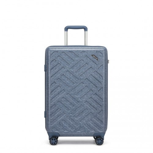 Supercase 24 Inch Geometric Pattern Hard Shell Check-In Suitcase with TSA Lock - Denim Blue