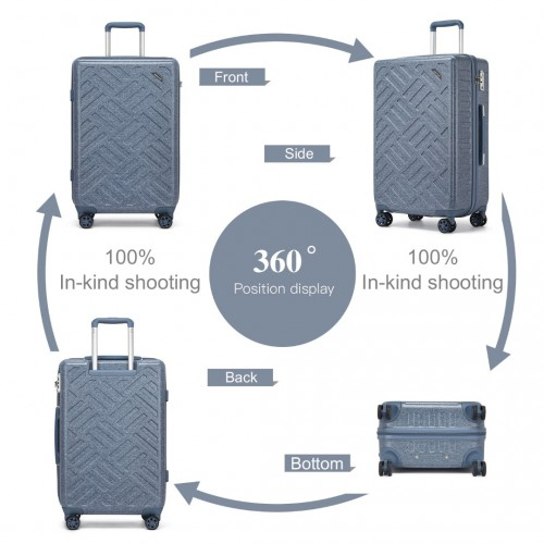 Supercase 24 Inch Geometric Pattern Hard Shell Check-In Suitcase with TSA Lock - Denim Blue