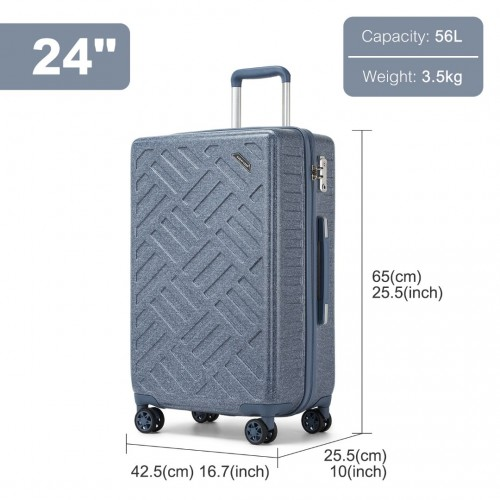 Supercase 24 Inch Geometric Pattern Hard Shell Check-In Suitcase with TSA Lock - Denim Blue