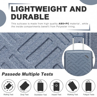 Supercase 24 Inch Geometric Pattern Hard Shell Check-In Suitcase with TSA Lock - Denim Blue