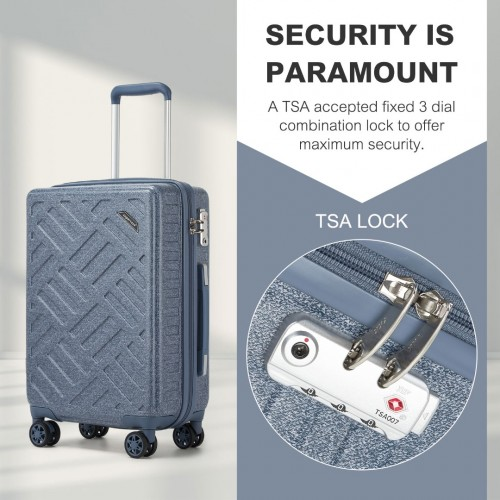 Supercase 24 Inch Geometric Pattern Hard Shell Check-In Suitcase with TSA Lock - Denim Blue