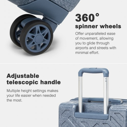 Supercase 24 Inch Geometric Pattern Hard Shell Check-In Suitcase with TSA Lock - Denim Blue