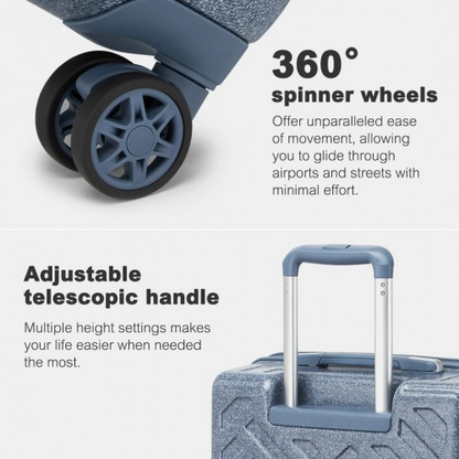 Supercase 24 Inch Geometric Pattern Hard Shell Check-In Suitcase with TSA Lock - Denim Blue