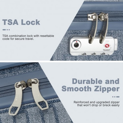 Supercase 24 Inch Geometric Pattern Hard Shell Check-In Suitcase with TSA Lock - Denim Blue