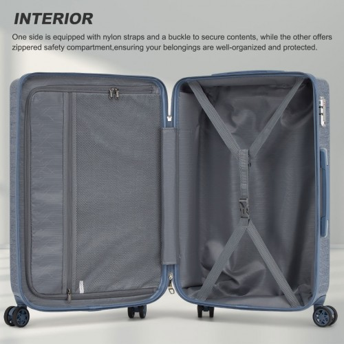 Supercase 24 Inch Geometric Pattern Hard Shell Check-In Suitcase with TSA Lock - Denim Blue