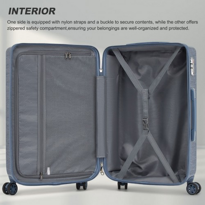 Supercase 24 Inch Geometric Pattern Hard Shell Check-In Suitcase with TSA Lock - Denim Blue