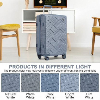 Supercase 24 Inch Geometric Pattern Hard Shell Check-In Suitcase with TSA Lock - Denim Blue