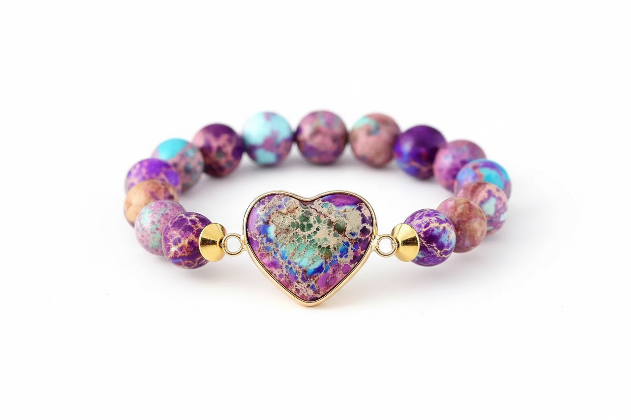 Imperial Jasper Purple Heart Bracelet