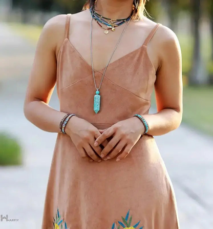 Vintage Gold Chain Turquoise Woven Bracelet