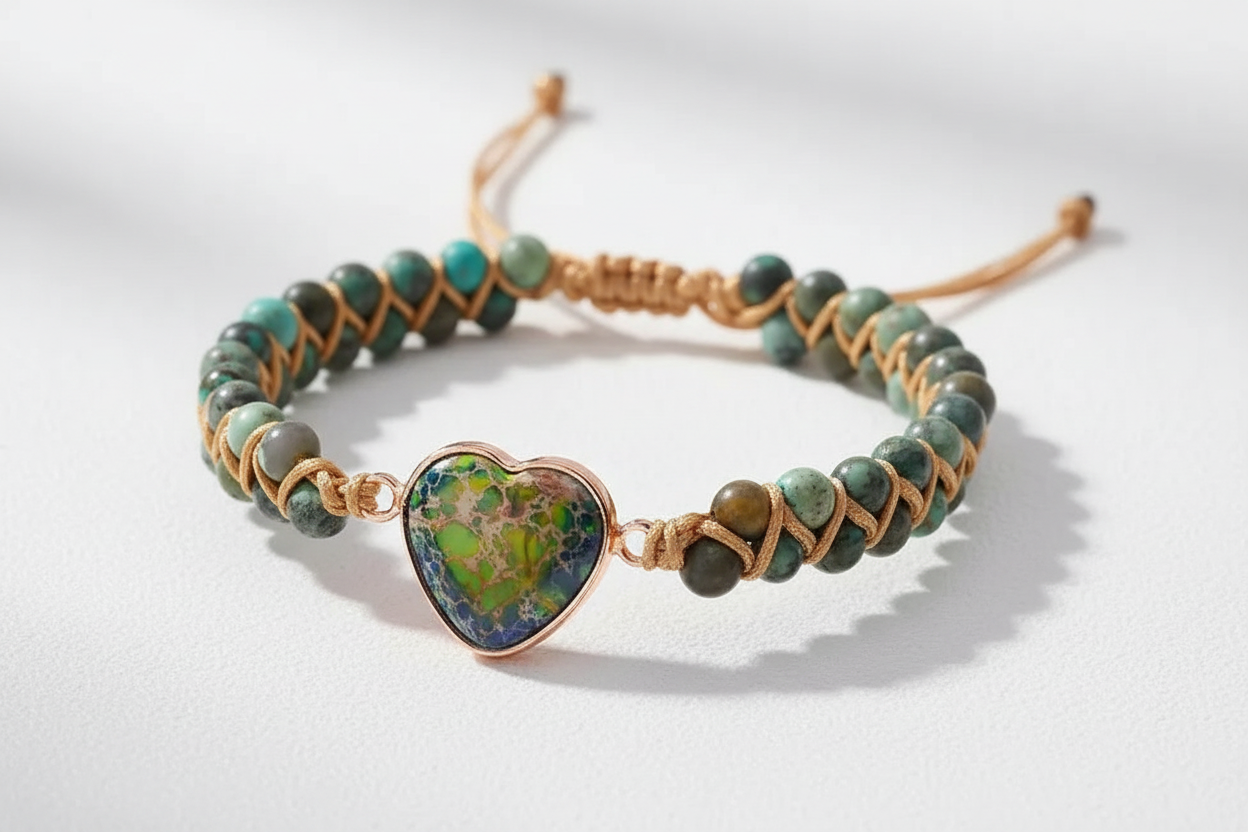 Wild Jasper Heart Charm Bracelet