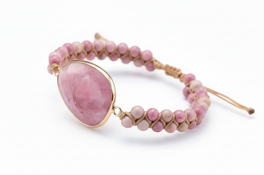 Rhodonite Hand Woven Bracelet