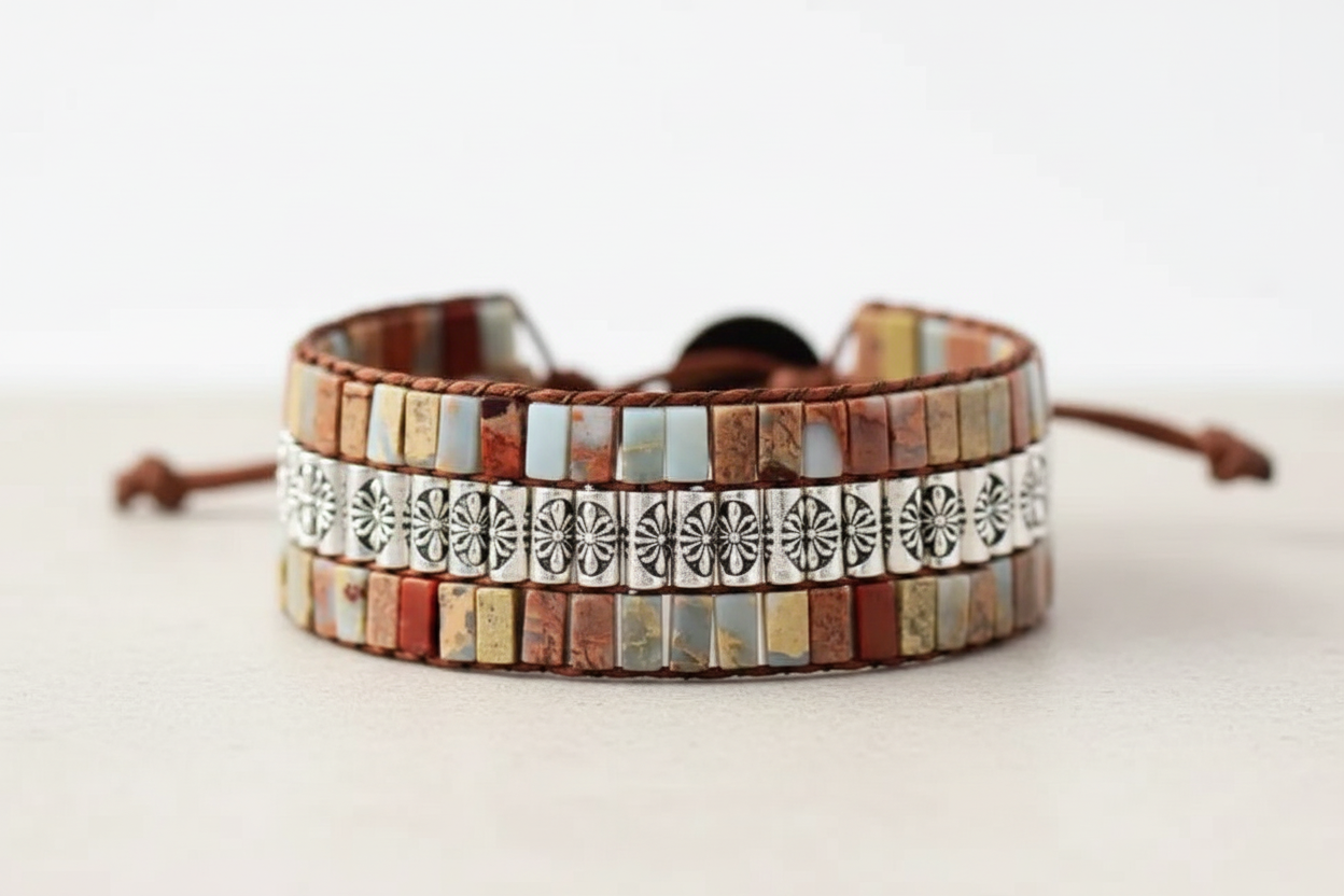 Earth Antique Statement Wristband Bracelet
