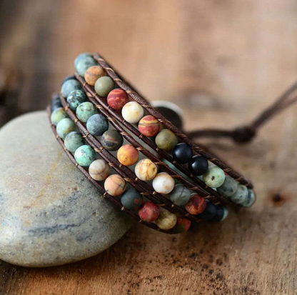 Affection Bracelet - Natural Semi Precious Stone Leather Bracelet