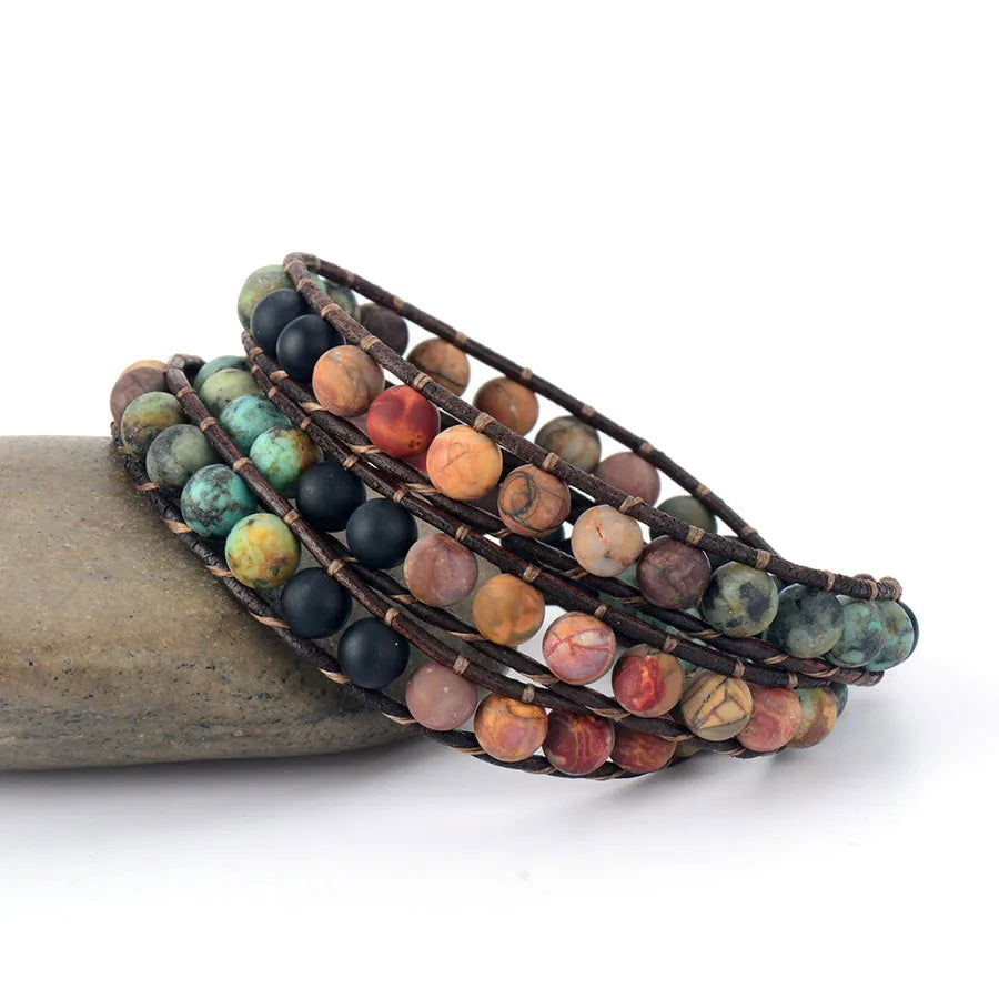 Affection Bracelet - Natural Semi Precious Stone Leather Bracelet