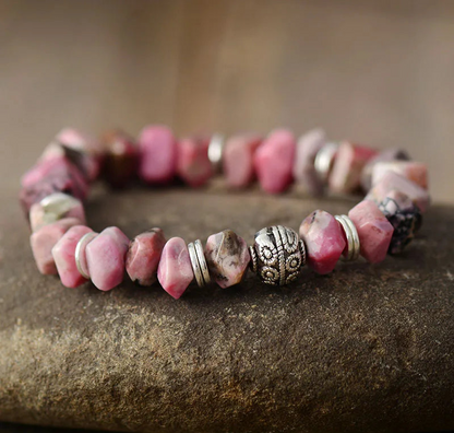 Tree of Life Rhodonite Stretch Bracelet