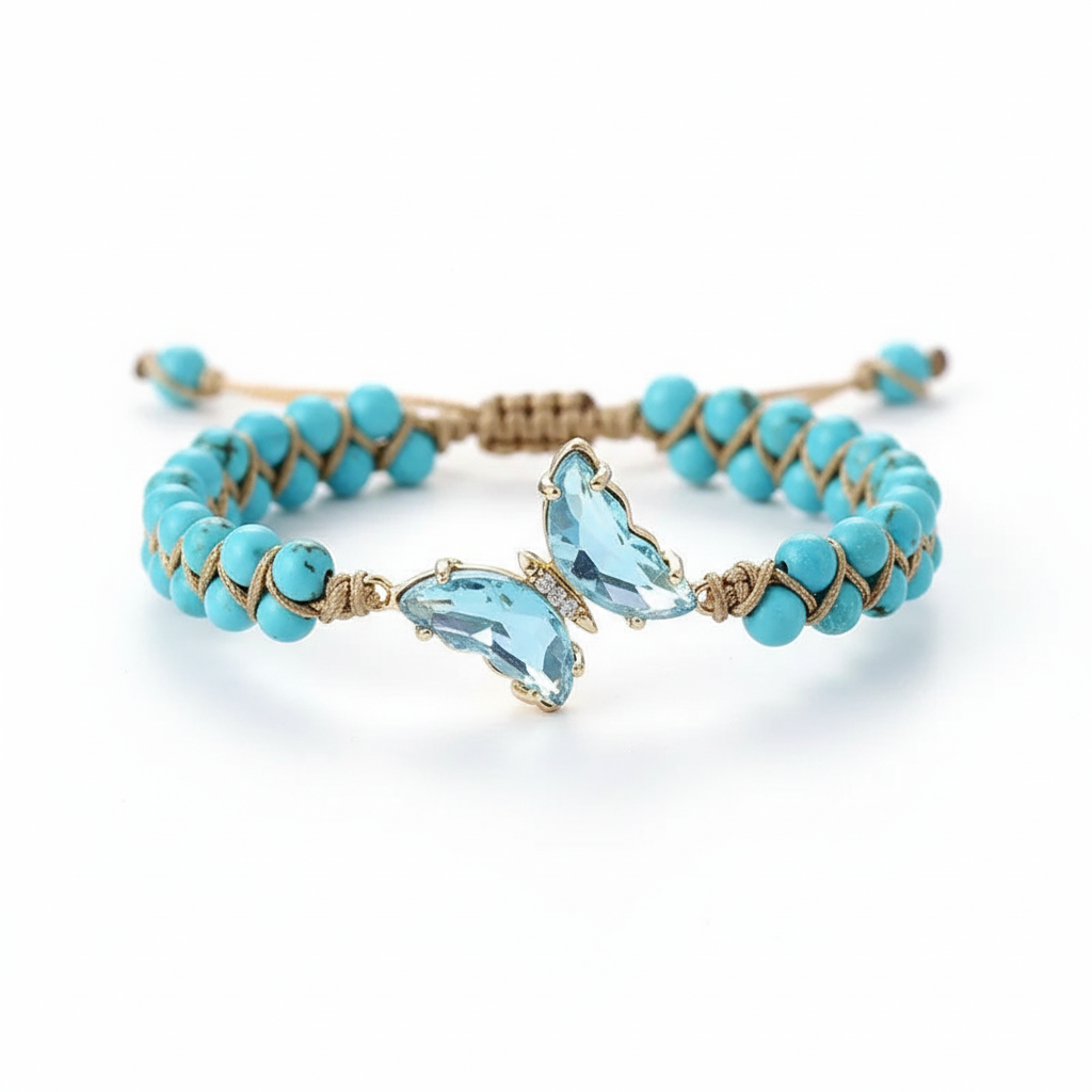 Turquoise Crystal Butterfly Bracelet
