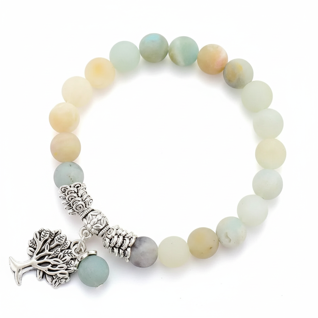 Tree of Life Amazonite Charm Bracelet