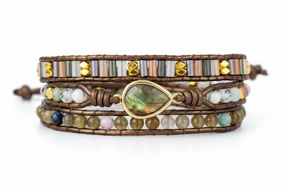 Labradorite & Rhinestone Wrap Bracelet