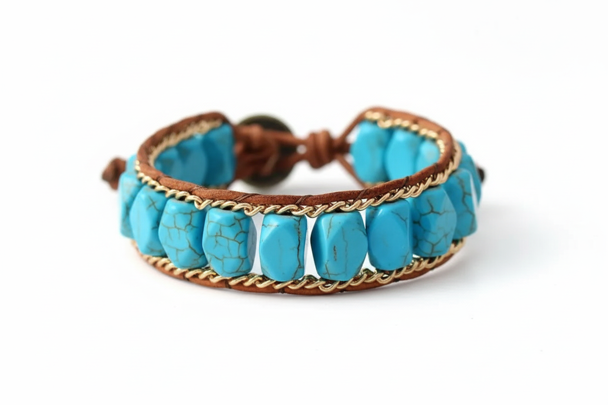 Gold Chain Turquoise Boho Bracelet
