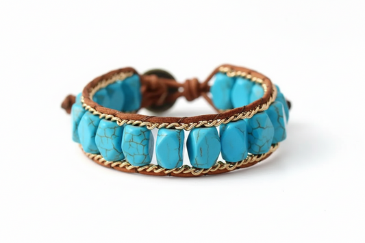 Gold Chain Turquoise Boho Bracelet