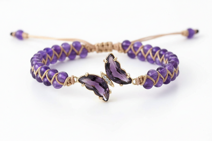 Amethyst Crystal Butterfly Bracelet