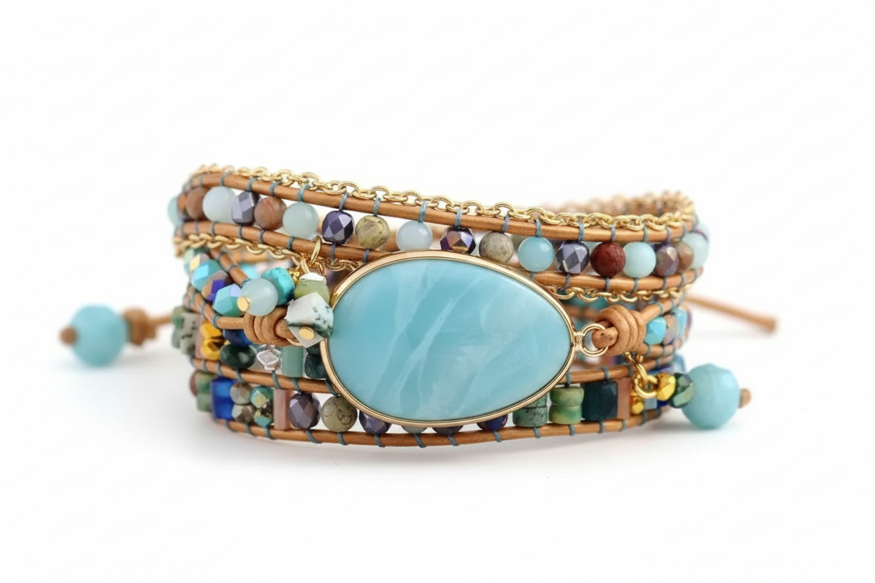 Amazonite Statement Wrap Bracelet