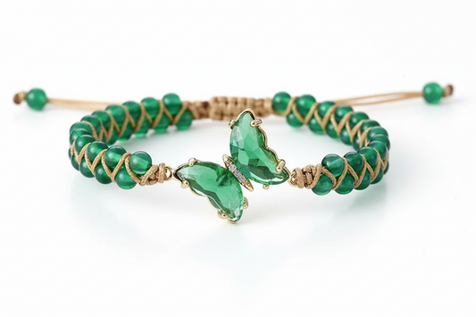 Green Agate Crystal Butterfly Bracelet