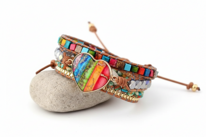 7 Chakra Heart Wrap Bracelet