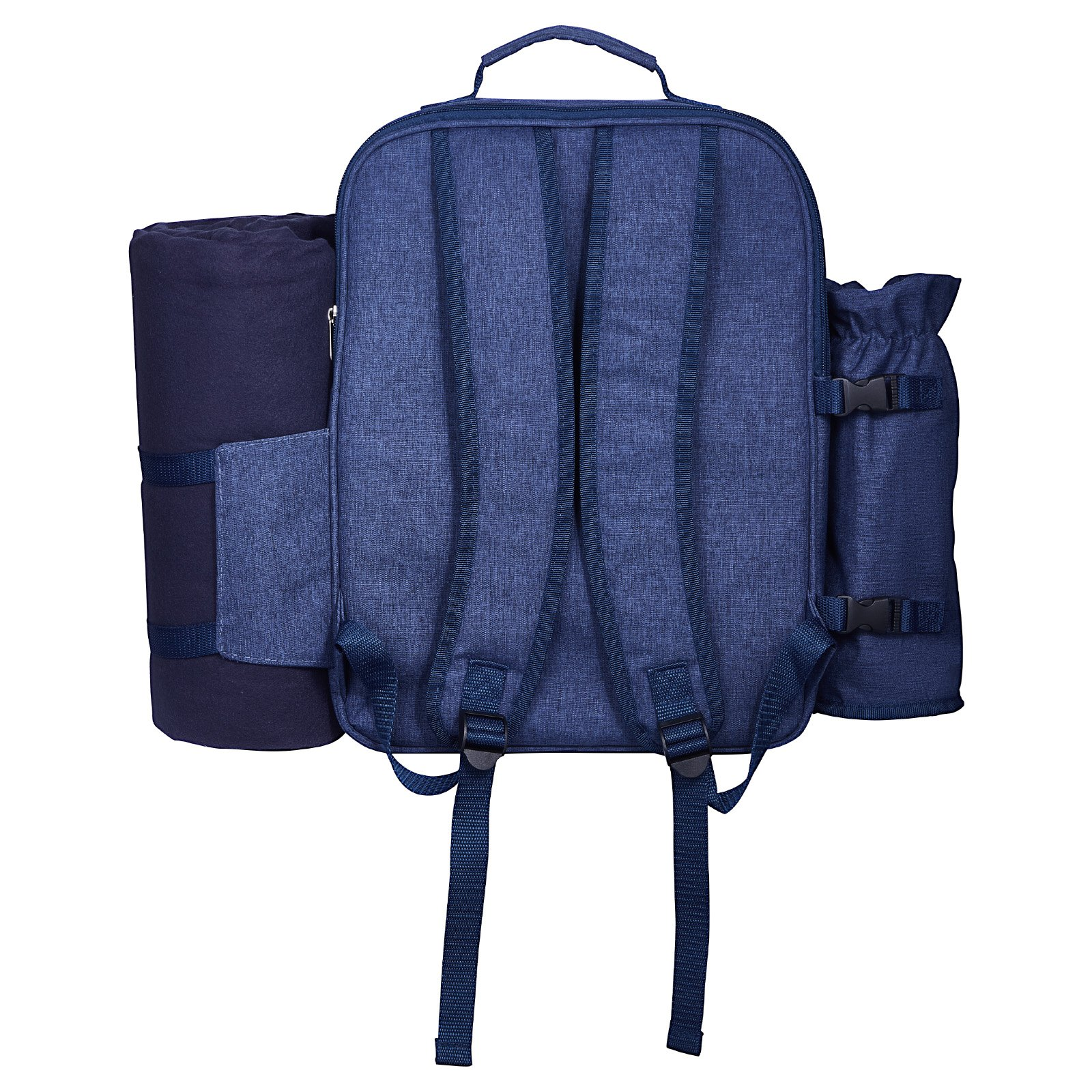 VEVOR Picnic Backpack for 4 with Insulated Cooler, Detachable Bottle Holder, Blanket, Plates & Cutlery - Navy Blue