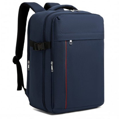 Kono 20L Cabin Backpack with Red Trim - Fits 15.6” Laptop, Water-Resistant Travel Daypack with Luggage Strap - Navy