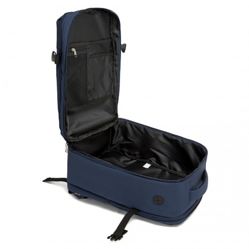 Kono 20L Cabin Backpack with Red Trim - Fits 15.6” Laptop, Water-Resistant Travel Daypack with Luggage Strap - Navy