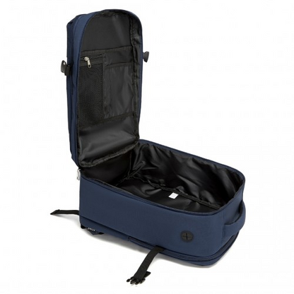 Kono 20L Cabin Backpack with Red Trim - Fits 15.6” Laptop, Water-Resistant Travel Daypack with Luggage Strap - Navy