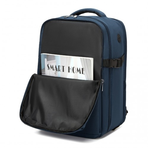 Kono 20L Cabin Backpack with Red Trim - Fits 15.6” Laptop, Water-Resistant Travel Daypack with Luggage Strap - Navy