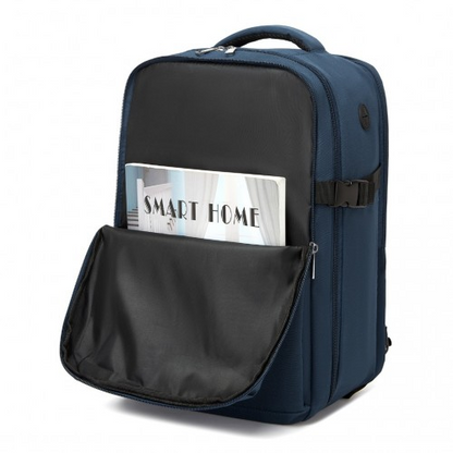 Kono 20L Cabin Backpack with Red Trim - Fits 15.6” Laptop, Water-Resistant Travel Daypack with Luggage Strap - Navy