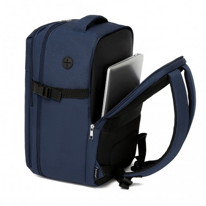 Kono 20L Cabin Backpack with Red Trim - Fits 15.6” Laptop, Water-Resistant Travel Daypack with Luggage Strap - Navy