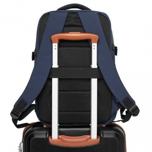 Kono 20L Cabin Backpack with Red Trim - Fits 15.6” Laptop, Water-Resistant Travel Daypack with Luggage Strap - Navy