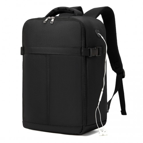 Kono Urban Smart 15L Carry-On Backpack with Luggage Strap – Ideal for Travel, Work & Daily Commute - Black