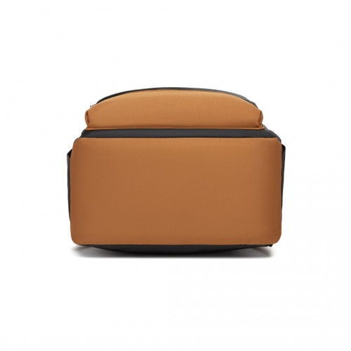 Kono Casual Contemporary Backpack with Laptop Sleeve & Padded Straps - Black and Brown