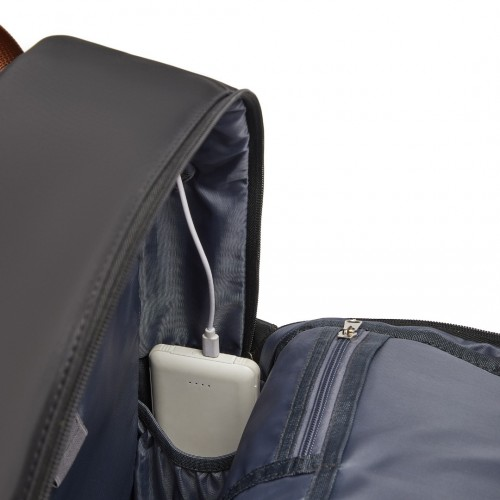 Kono Casual Contemporary Backpack with Laptop Sleeve & Padded Straps - Black and Brown