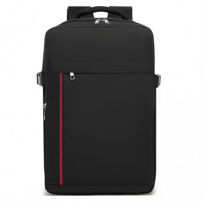 Kono 20L Cabin Backpack with Red Trim for 15.6” Laptop – Water-Resistant Travel Daypack with Luggage Strap - Black