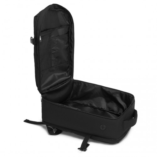 Kono 20L Cabin Backpack with Red Trim for 15.6” Laptop – Water-Resistant Travel Daypack with Luggage Strap - Black