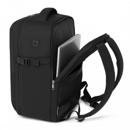 Kono 20L Cabin Backpack with Red Trim for 15.6” Laptop – Water-Resistant Travel Daypack with Luggage Strap - Black