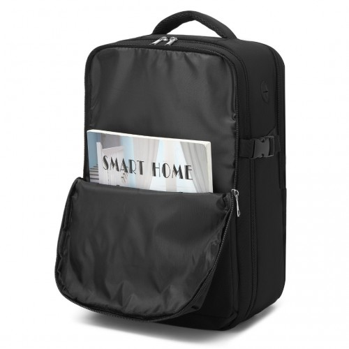 Kono 20L Cabin Backpack with Red Trim for 15.6” Laptop – Water-Resistant Travel Daypack with Luggage Strap - Black